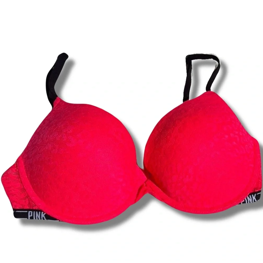 Pink Victoria’s Secret 34D Push Up Neon Pink Bra - Picture 2 of 7